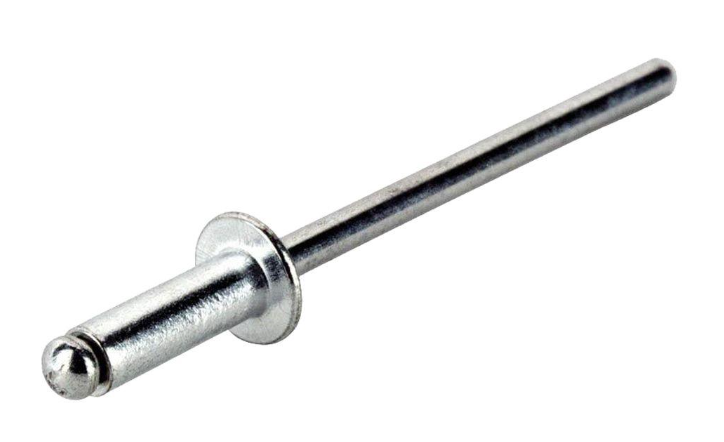 Blind rivets with aluminum body and steel mandrel used for fastening metal panels where access is only available from one side