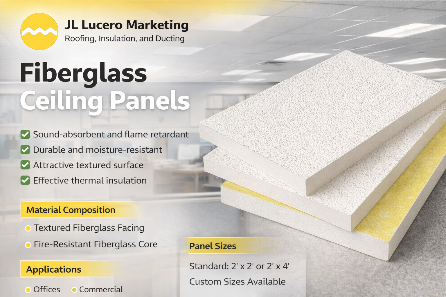 Fiberglass ceiling panels