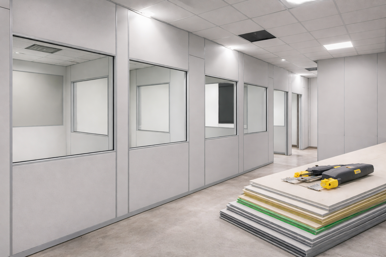 Dry wall partition materials